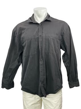 DISSH Men's Dark Gray Long Sleeve Collared Career Button Down Shirt Top Size 4